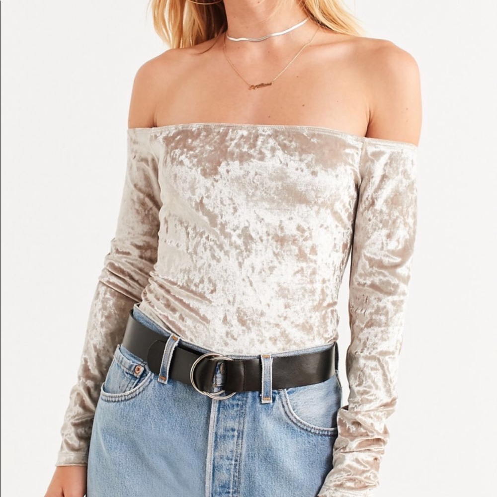 Urban Outfitters Velvet Off the Shoulder Top